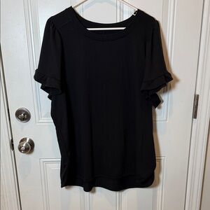 Cupio Black Ruffle Sleeve Top